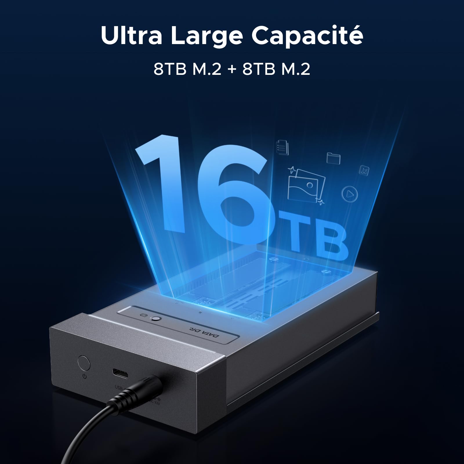 UGREEN Station Double Baie M.2 NVMe USB4 40Gbps, avec Ventilateur de Refroidissement, Compatible Thunderbolt 5/4/3, Raid et clonage Hors Ligne pour disques durs.