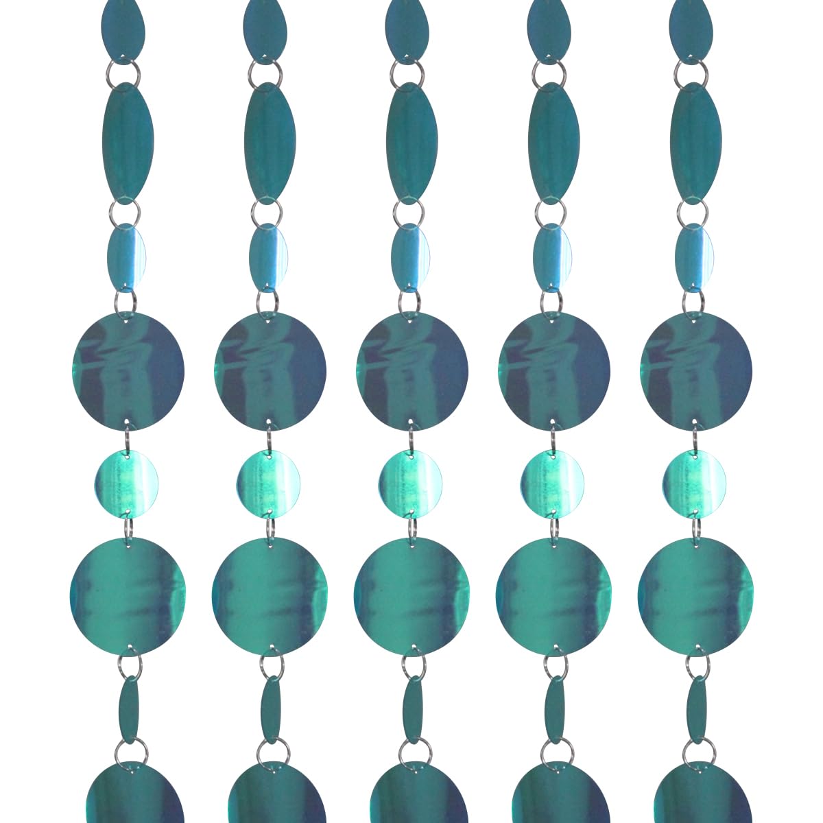 Queenbox 39.4in 5pcs Round Sequin Beaded Curtain, PVC Bubbles String Hanging Room Divider Curtain for Festival Wedding Party Backdrop, Blue