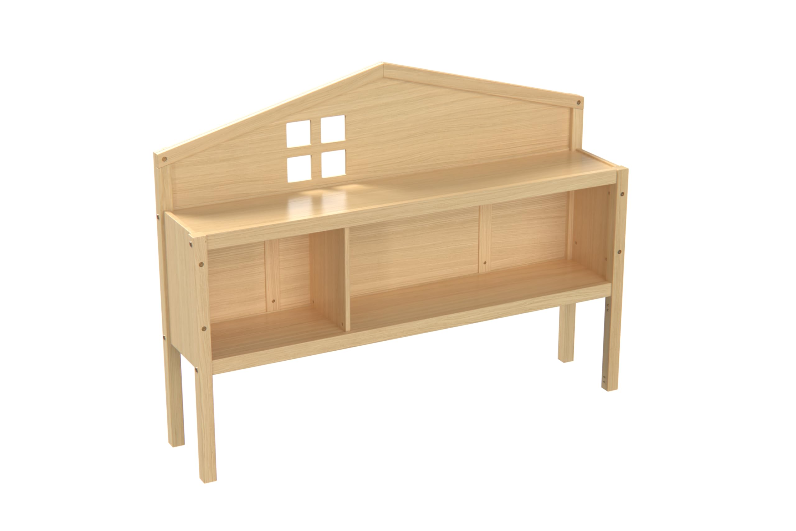 VeroFree Natural Wood Headboard Storage Cabinet for Full-Size Montessori Floor Bed Freely Collapsible Design Kids Room Organization & Space-Saving Solution