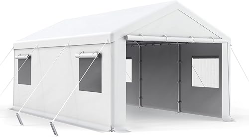 Cecarol C02 Cochera para saco de arena, toldo de 12 x 20 x 9.5 pies, 4 ventanas de permeabilidad al aire, lona de polietileno de 7.05oz, lona de 80