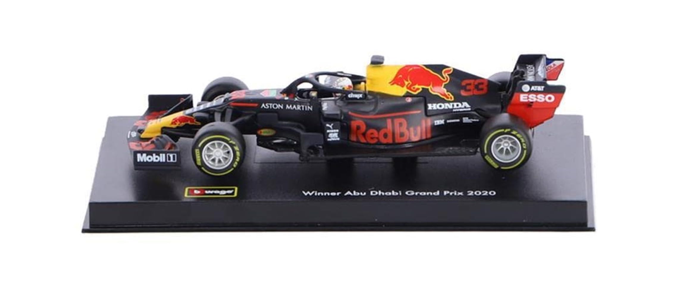 Bburago 18-38053 kompatybilny z Red Bull Honda RB16, No.33, Aston Martin Racing, Formuła 1, GP Abu Dhabi, z figurką kierowcy, Ver-stappen, 2020, 1:43, gotowy model