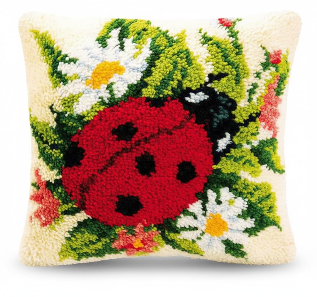 Vervaco Ladybird Latch Hook Cushion, Multi-Colour
