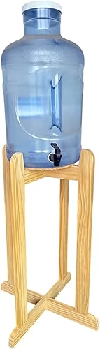 Miniatura 7 de Soporte de madera para piso, barniz natural, 27 pulgadas para agua Crock, botellas de agua, jarra de agua de 3 y 5 galones y plantas