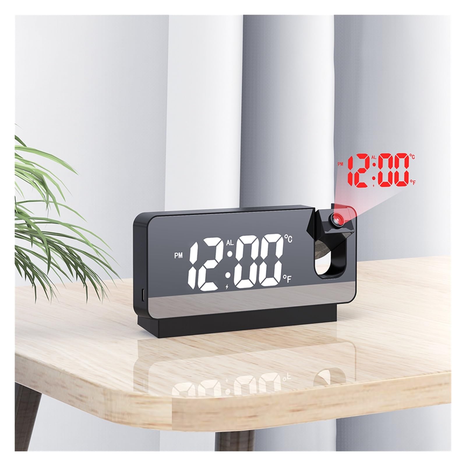 Reloj Despertador Digital LED, Mesa De, Relojes Electrónicos Escritorio, USB, Radio FM, Proyector Tiempo, Función Repetición ProyeccióN NíTida(White)