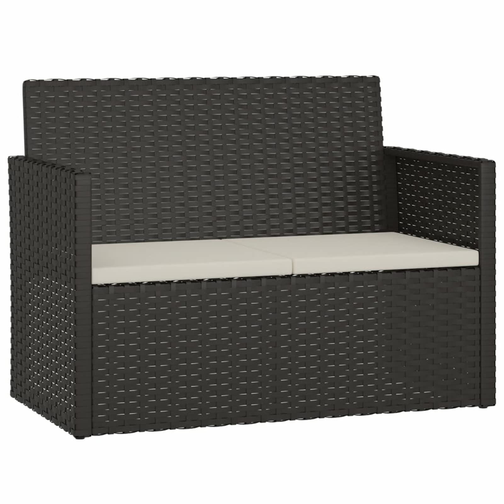 362316 Panca da Giardino con Cuscini Nera 105 cm in Polyrattan Testata in Legno,Testata Letto Matrimoniale Muebles Dormitorio Spalliera Letto Testiere per Letto Matrimoniale
