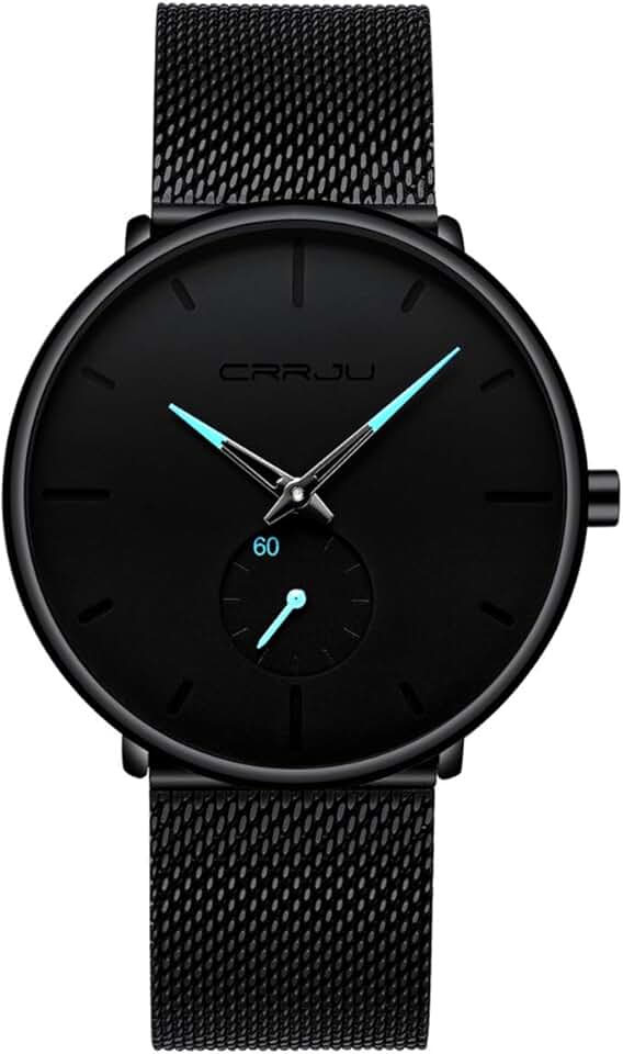 FIZILI Mens Watches Ultra-Thin Minimalist Waterproof - Fashion Wrist Watch for Men Unisex Dress with Stainless Steel Mesh Band