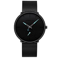 Mens Watches Ultra-Thin Minimalist Waterproof - Fashion Wrist Watch for Men Unisex Dress with Stainless Steel Mesh Band