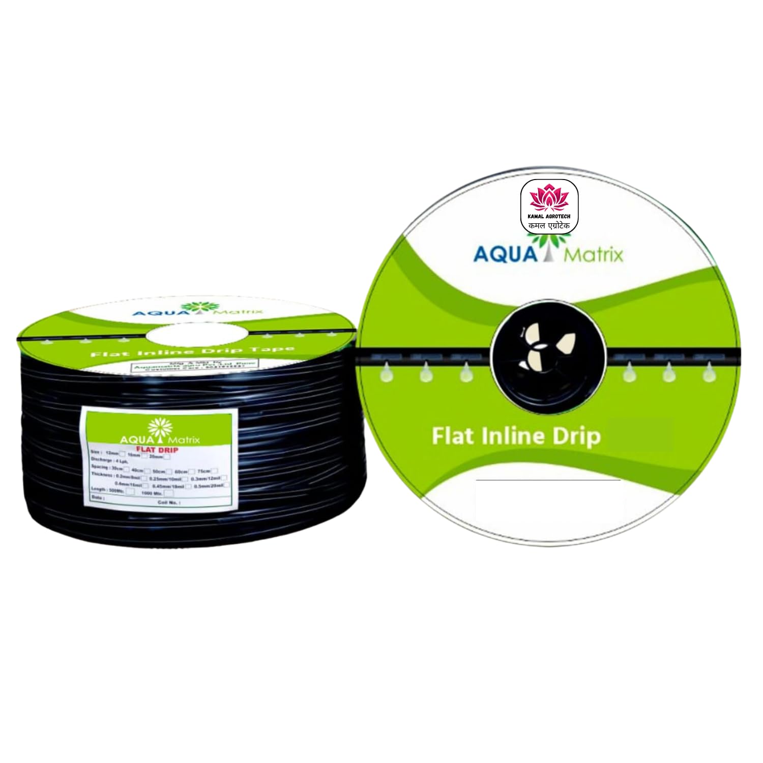 Kamal Agrotech Flat Inline Drip Irrigation Pipe, 0.2Mm Thickness, 16Mm Diameter, 40Cm Emitter Spacing, 1000M Roll (1000 Meter),Green-image-32