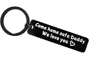 Daddy Keychain: Engraved Keychain for Firefighter Policeman, Christmas, Birthday Gift, Safe Travel Keychain