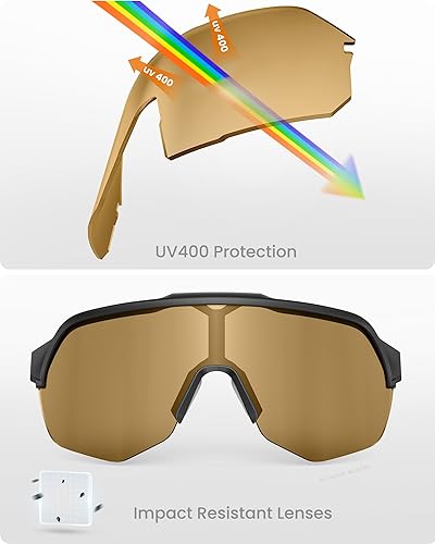 Miniatura 10 de OutdoorMaster Hawk - Lentes de sol deportivos HD para hombres, mujeres y jóvenes, UV400 TR90 para béisbol y correr