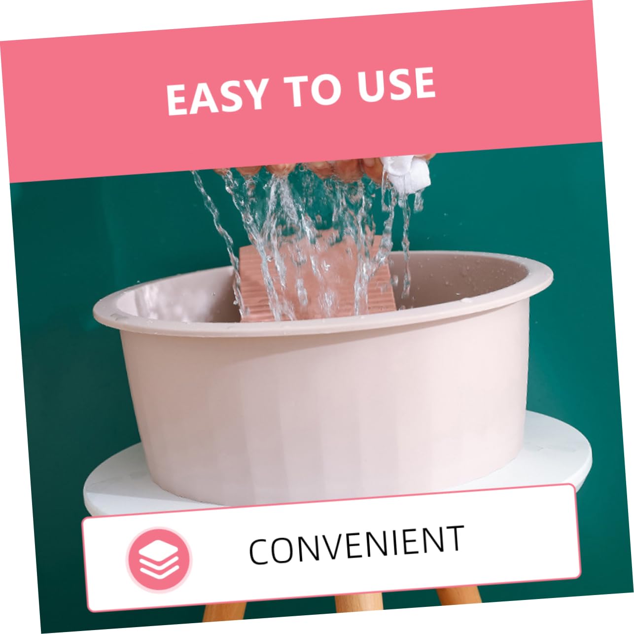Bassine à Laver Planche à Laver, Grand Format Rose en Pp | Trempage du Linge et Nettoyage au Camping, Usage Multi-usage, Adaptée au Visage la Vaisselle