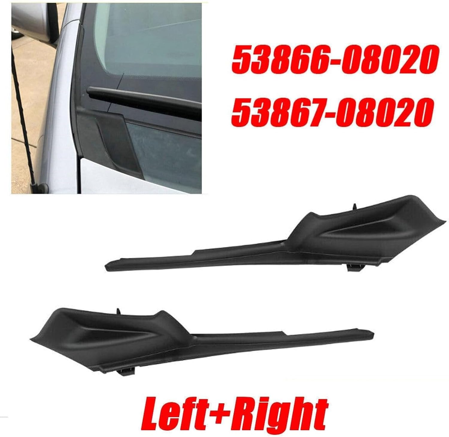 Replacement Windshield Wiper Cowl End Caps Covers Panels Suitable for 53866-08020 53867-08020 Direct Fit 2pcs Wiper Cowl Cover