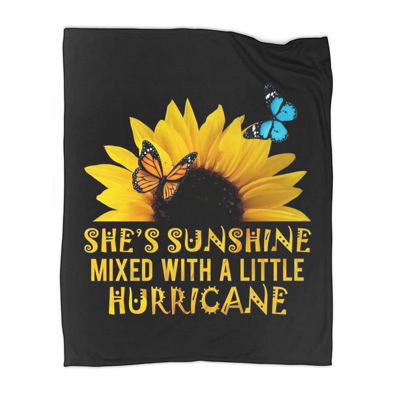 Sunflower and Butterfly Throw Blanket Super Soft Flannel Air Conditioner Blanket Warm Blanket Applicable All Season for Bed Couch Living Room(50"x40")