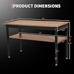 JoanKare 48" Heavy Duty Workbench with Power Outlet & Storage Shelf, 2500 LBS Load Capacity Iron-Wood Work Bench, Adjustable 2-Tier Workshop Table with Pegboard for Garage, Home & Workshop