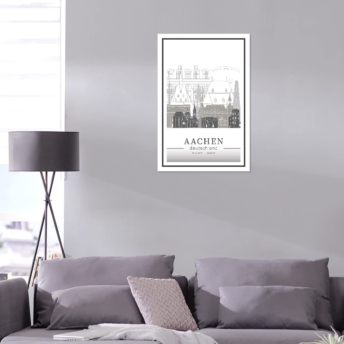 artboxONE Alu-Print 60x40 cm Aachen Skyline line Art von Künstler GREENGREENDREAMS