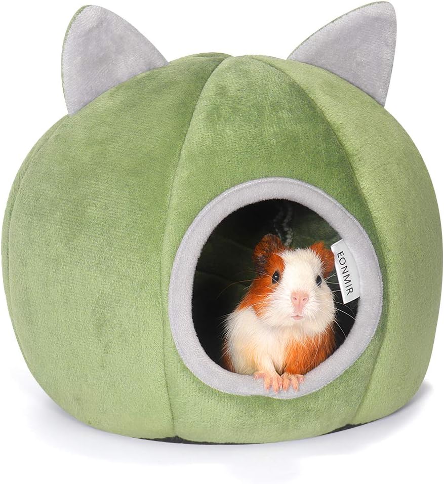 EONMIR Guinea Pig House, Hamster Hedgehog Winter Nest, Small Animals Warm Cage Cave Bed - Green