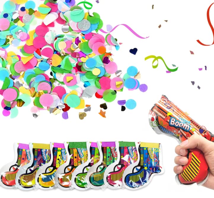 12 Pack Confetti Cannon，Confetti Shooters Poppers Cannon Gun，Party Poppers Confetti Shooters ，Confetti Bomb for Birthdays, Party, Silver and Weddings, Carnival