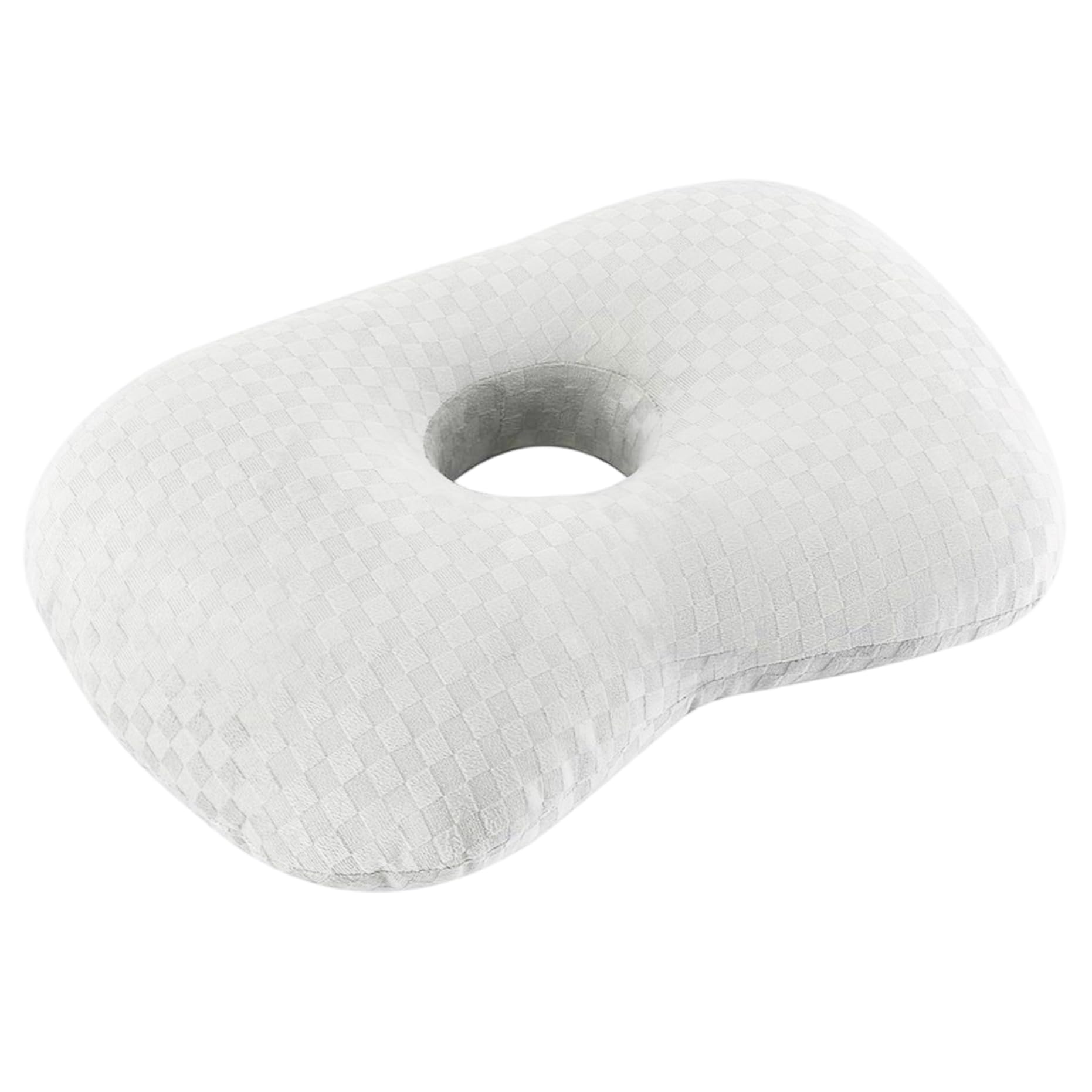 Oreiller avec trou pour oreille coussin ergonomique de voyage en polyester doux