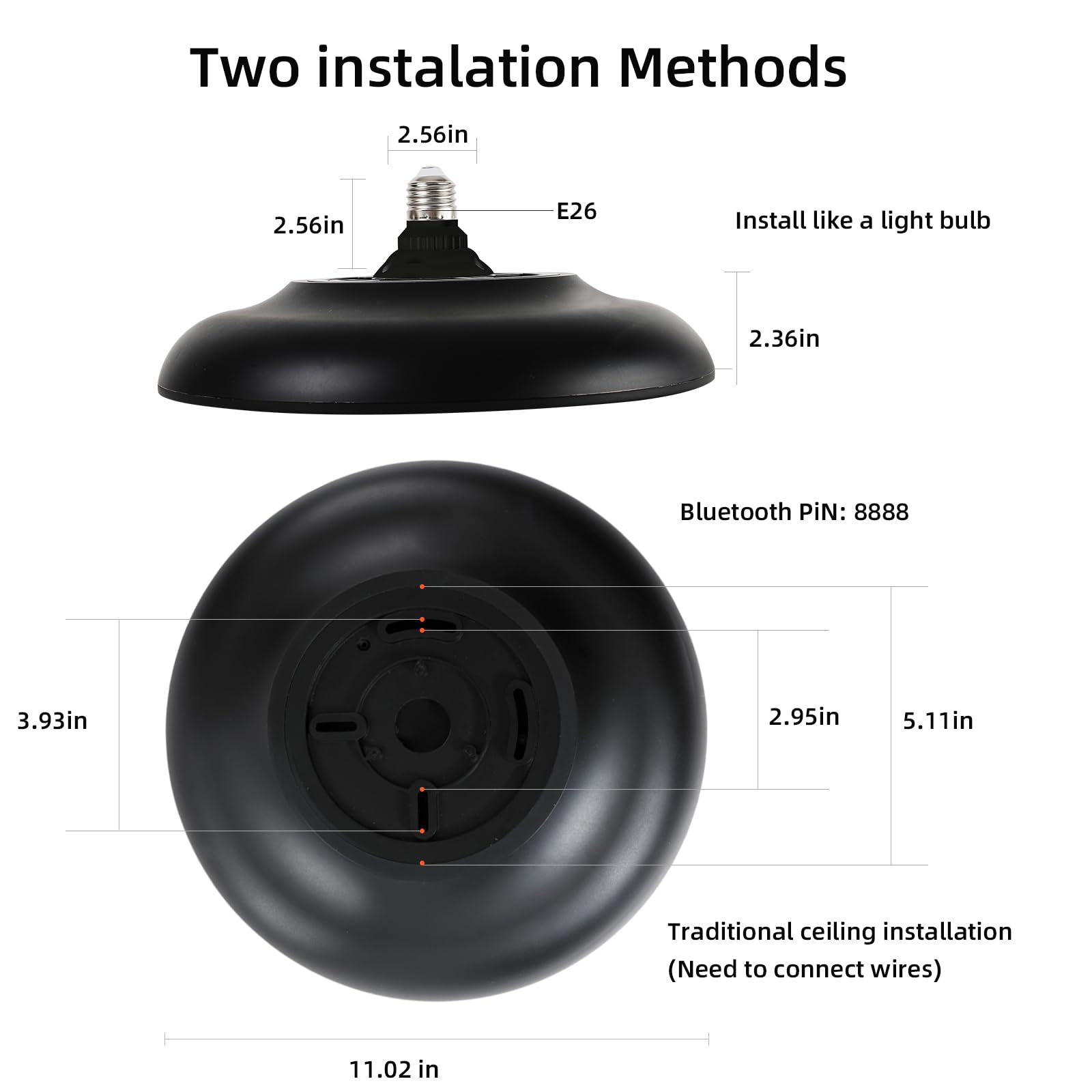 LED-Deckenleuchte Bad mit Fernbedienung, IP65 Ø 28cm dimmbares Licht mit Bluetooth-Lautsprecher, Wasserdichte Badezimmerlampe mit E27-Schraubadapter, Schwarze Deckenleuchte für Küche Flur Balkon