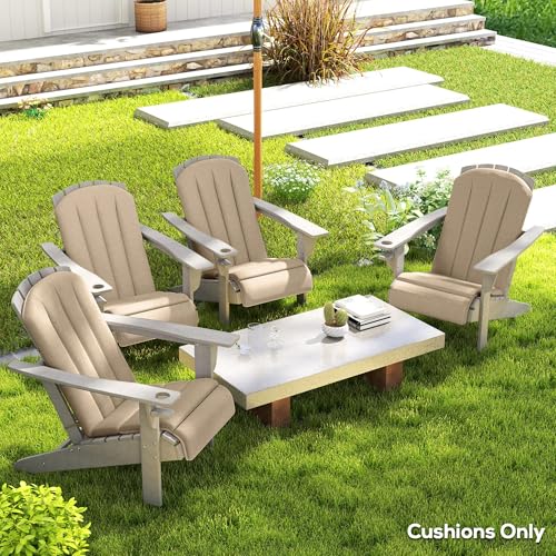 ZAVEROX 4 High-Back Adirondack Cushions Set Featuring Tie Straps for Securing, Foam Filled High-Density Material, Beige Classic Cotton - Thumbnail 2