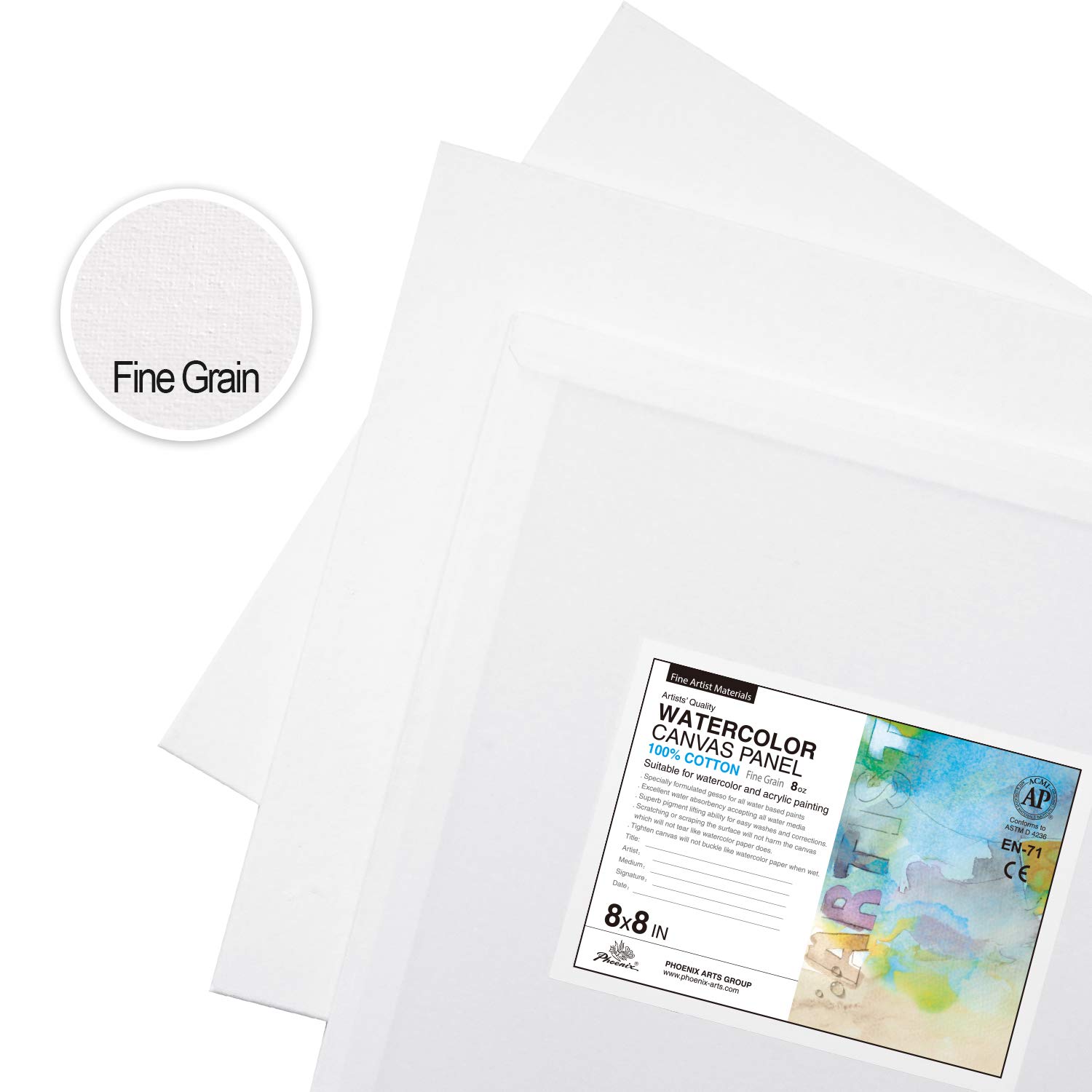 Snapklik.com : Watercolor Canvas Panels 8x8 Inch, 6 Pack - 8 Oz Triple ...