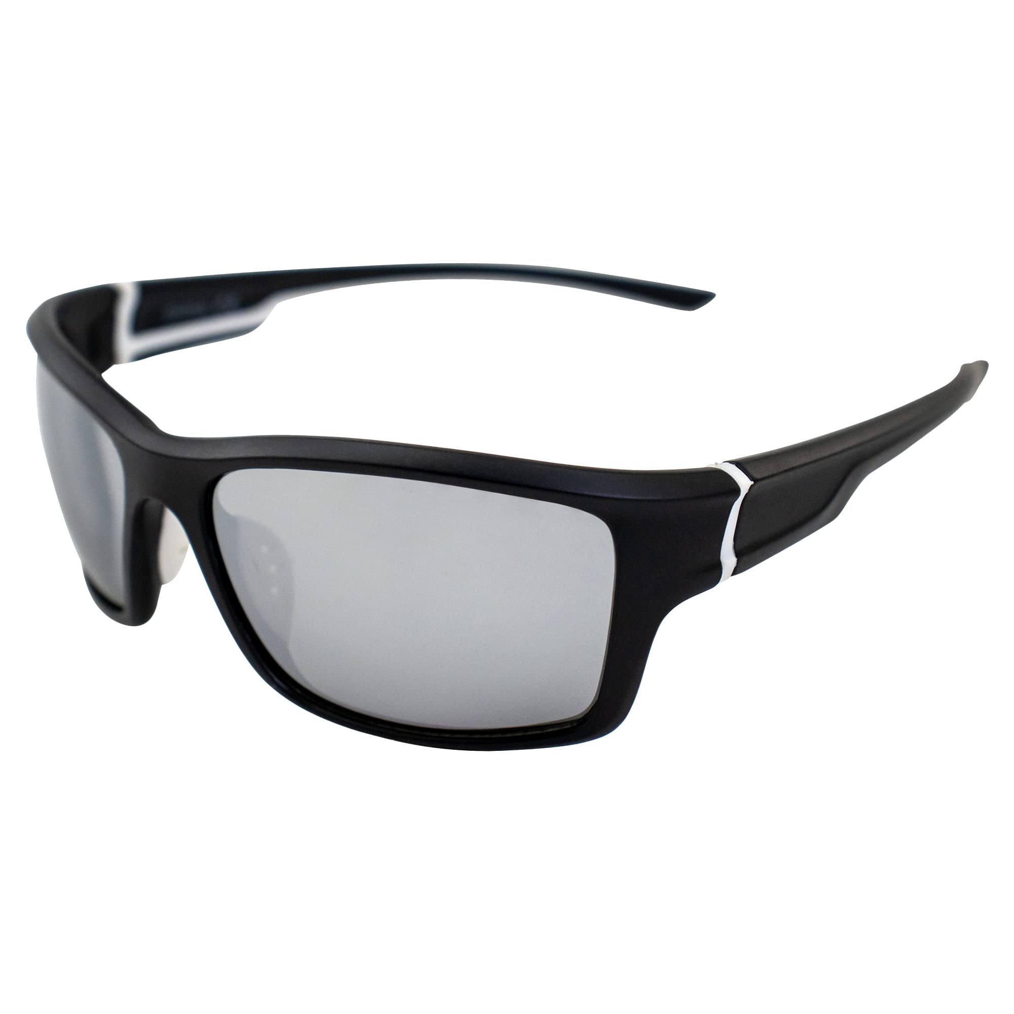 AlterImage Tussle Wraparound Sports & Motorcycle Retro Sunglasses for Men or Women Black Frame w/Coinjected Rubber Temples & Flash Mirror Lenses