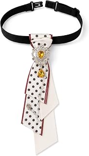 Ties for Women Pre Tied Necktie for Party School Uniform | Adjustable Women Tie with Faux Pearl Chain, for Prom Cosplay, Gift for Friends, 23 x 7 x 1 cm