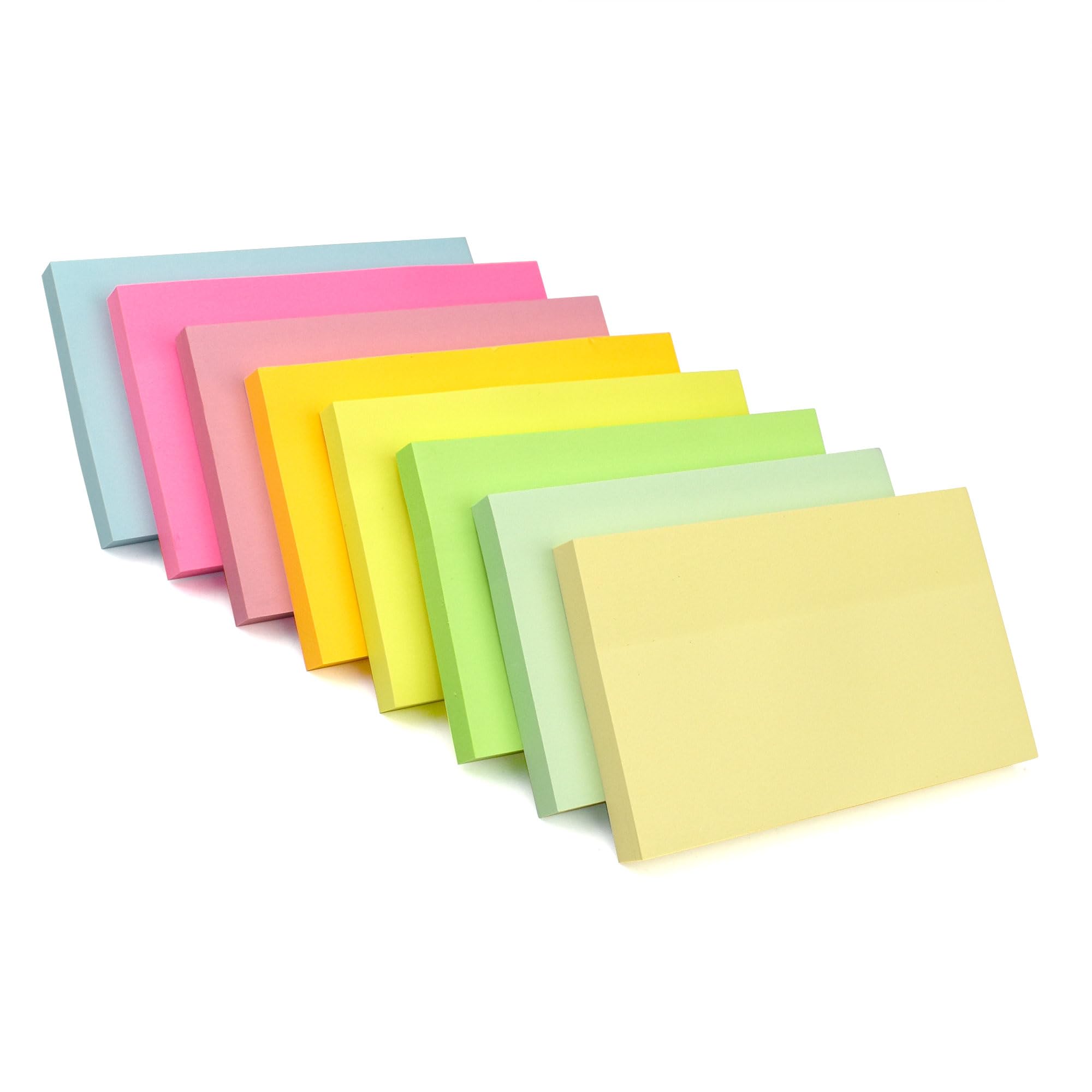 Large Sticky Notes, 76 x 127 mm 8 Brilliant Colors Assorted Self-Stick Post Pads for Notebook,Office,School and Home,100 Sheets/Pad