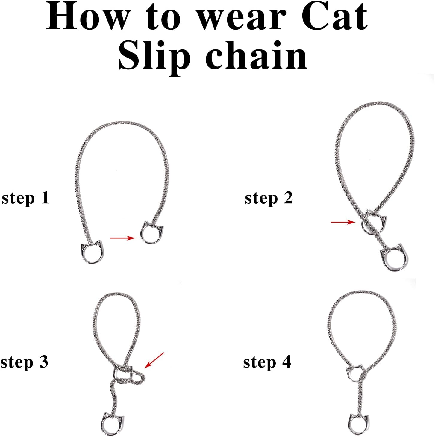 Cat O-Ring Slip Chain Necklace Stainless Steel Cuban Chain Punk Choker Necklace Jewelry Gift for Women - Image 7