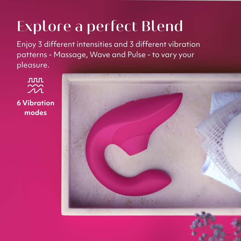 Womanizer Blend Estimulador Doble Conejito Vibrador - Estimulación del Clítoris Pleasure Air - Vibrador del Punto G y Succionador del Clítoris - Juguete para Mujer - Impermeable y Recargable - Rosa