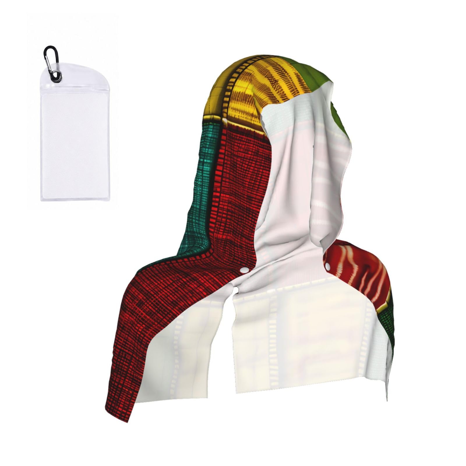 DUWAA African Style Patchwork 1 Print Reusable Hoodie Cooling Neck Wrap, Hot Weather Outdoor Sports Workout Head Towel For Stay Chill