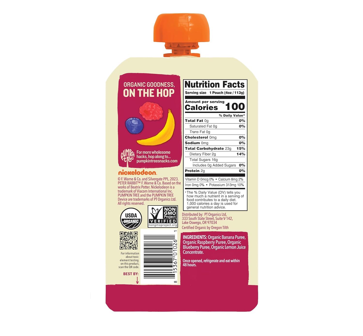 Peter Rabbit Organics Fruit Flavors Variety Pack - Squeezable Snack Pouches, 4 oz. (Pack of 36)