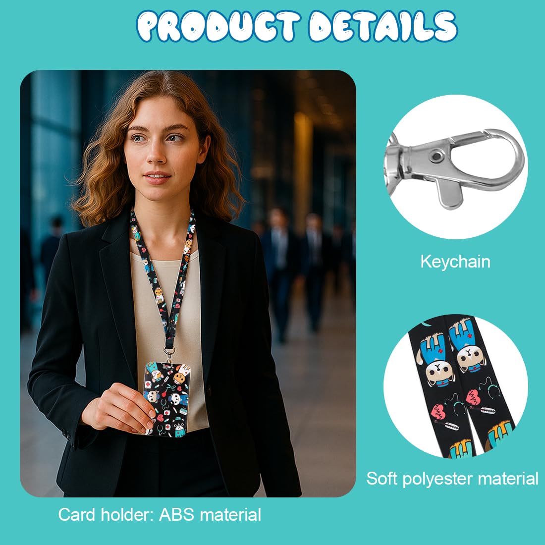 ID Badge Holder With Lanyard, Retractable ID Badge Card Holders, Removable Neck Lanyard Strap With Badge Reel And Vertical ID Holder For Nurse - View #10