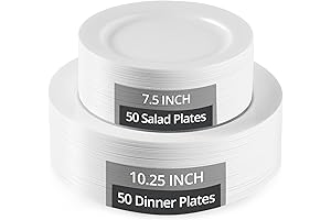 TENYANSEN Set of 100 Bulk Plastic Plates - Elegant Plates For Premium Parties