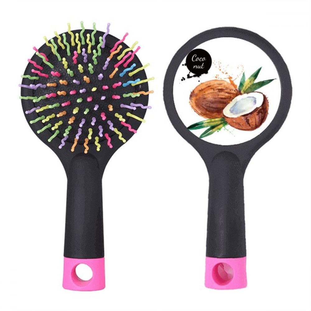 Brosse à cheveux démêlante saine en noix de coco pour cheveux bouclés et fins