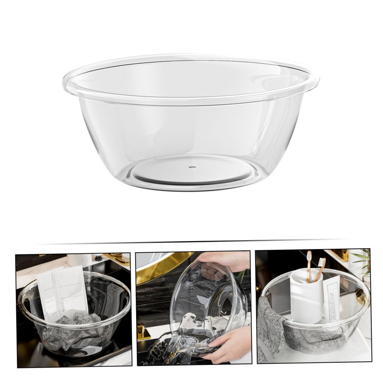 Vasque En Plastique Transparent Bassin De Lavage Nettoyant Pour Le Visage Bassine De Shampoing Seau De Lavage Lavabo De Salle De Bain Plat Bol De Légumes De Bébé Nettoyage