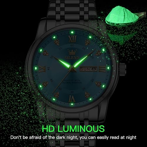 Miniatura 7 de OLEVS Reloj para hombre clásico vestido de negocios analógico cuarzo acero inoxidable impermeable luminoso fecha diamante hombres reloj de plata