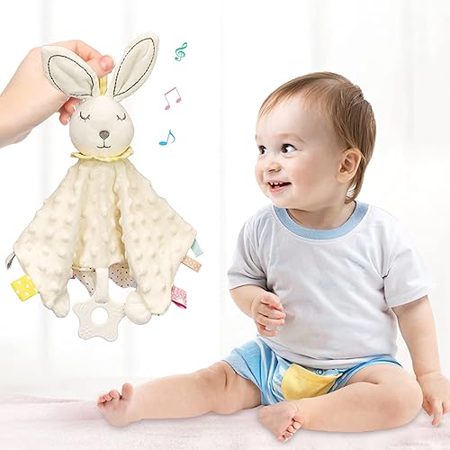 Miniatura 2 de Lovey Bunny - Manta de seguridad para bebés, niñas y niños, manta de peluche suave con etiquetas para bebés, manta de seguridad, juguetes de