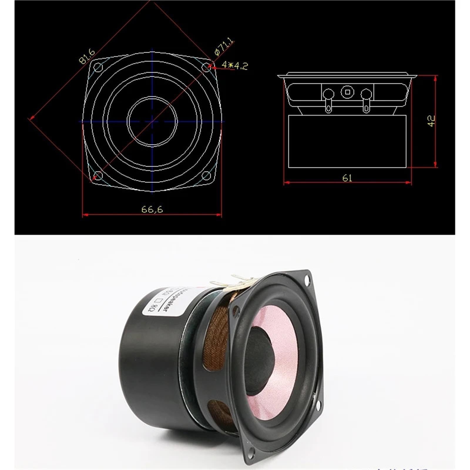 Haut-Parleur Haute fréquence for Haut-parleurs 20W, 4-8ohm, 2.5 Pouces, unité de Pilote, amplificateur Audio Domestique Haute sensibilité(8Ohm 1PCS)