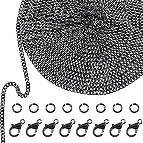 33 Feet Black Open Link Cable Chain Lobster Clasp Jump Ring for Necklace Jewelry Accessories DIY Making 2.5 mm Cover