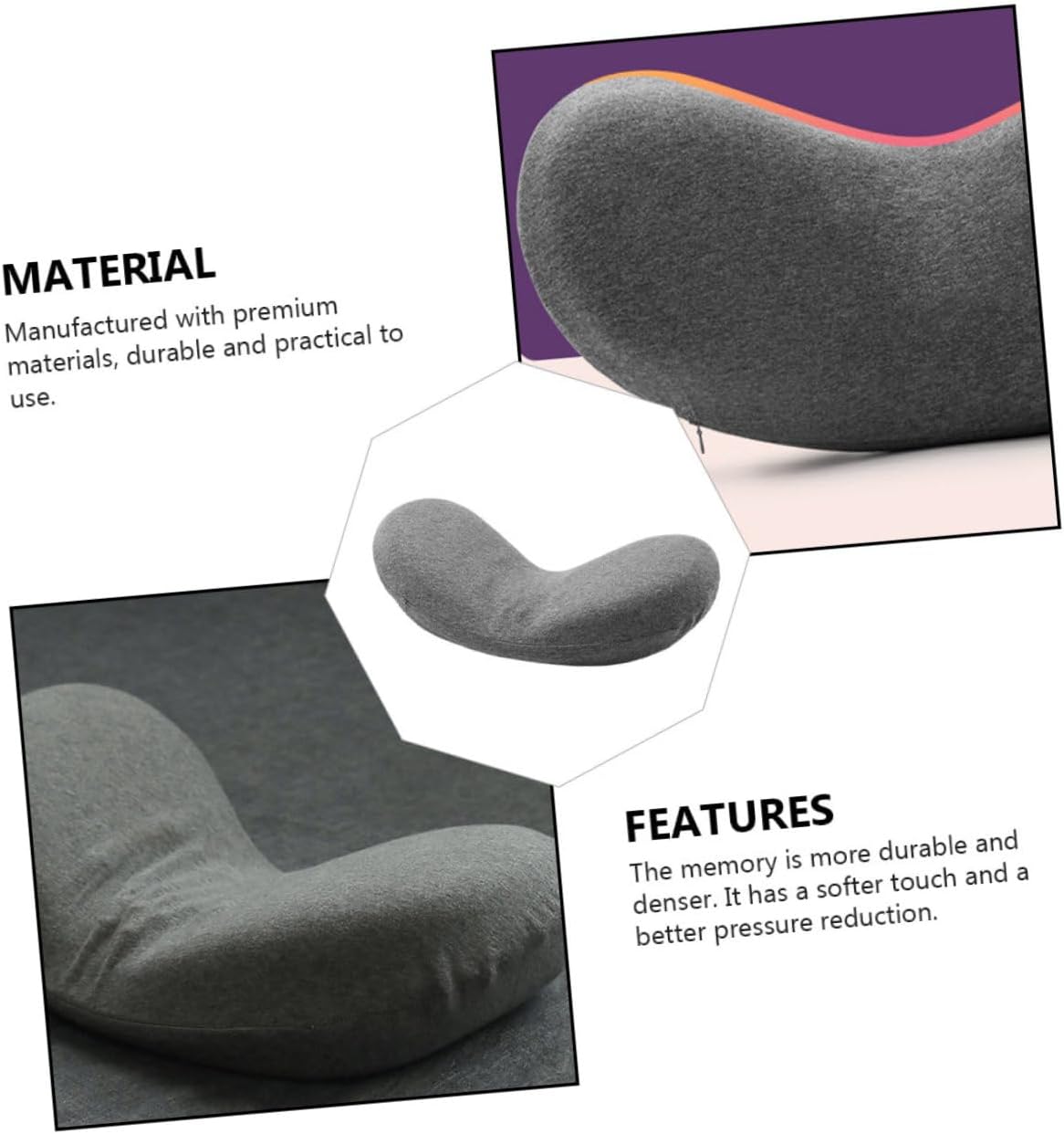 Ergonomic Lumbar Support Pillow for Sleeping Dark Grey Waist Cushion with Aromatic Natural Shells Memory for Back Relief and Improved Sleep Quality