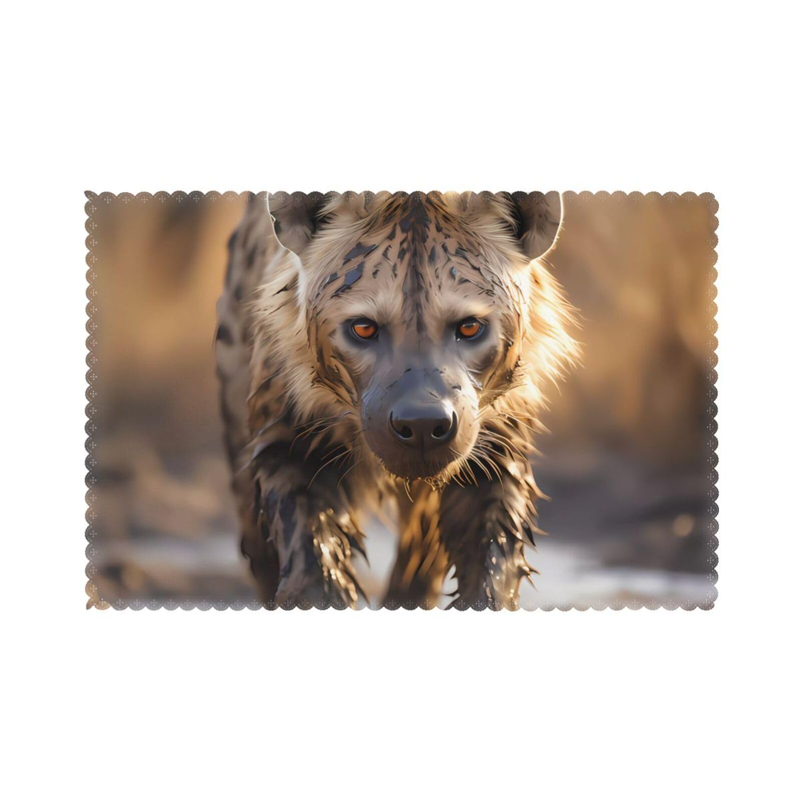 Lone Hyena Placemat set of 6, oil-proof and insulated dining table placemats, washable and wipeable.