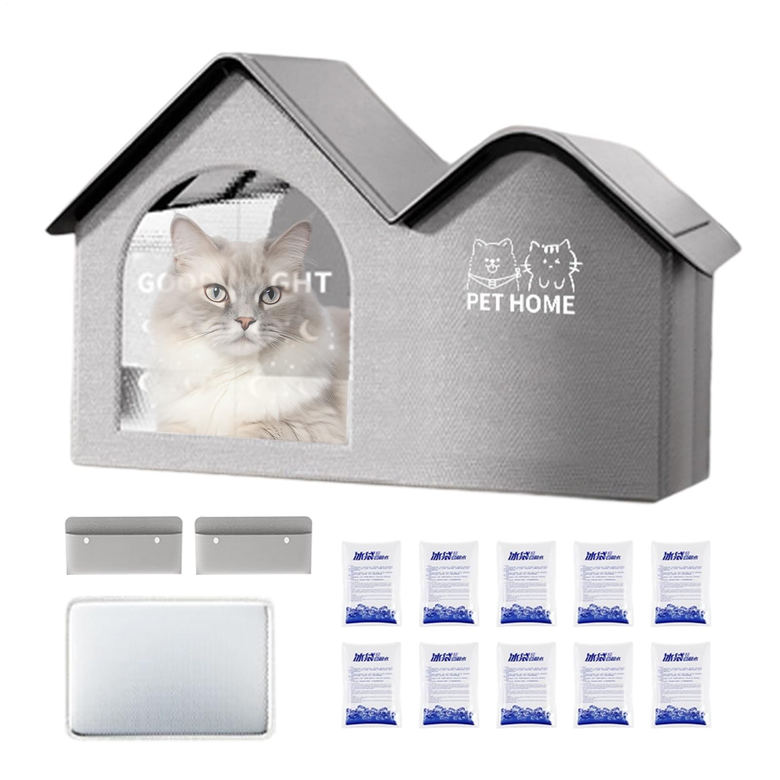 Cat House Summer,Insulated Air Conditioned Cat Dog House | Scratch-Resistant Pet Shelter Insulated Cave for Small Medium Animals Puppy