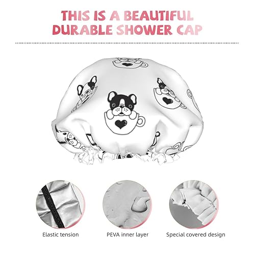 Miniatura 5 de Cute Dog Double Layer Waterproof Shower Cap Suitable For All Head Sizes