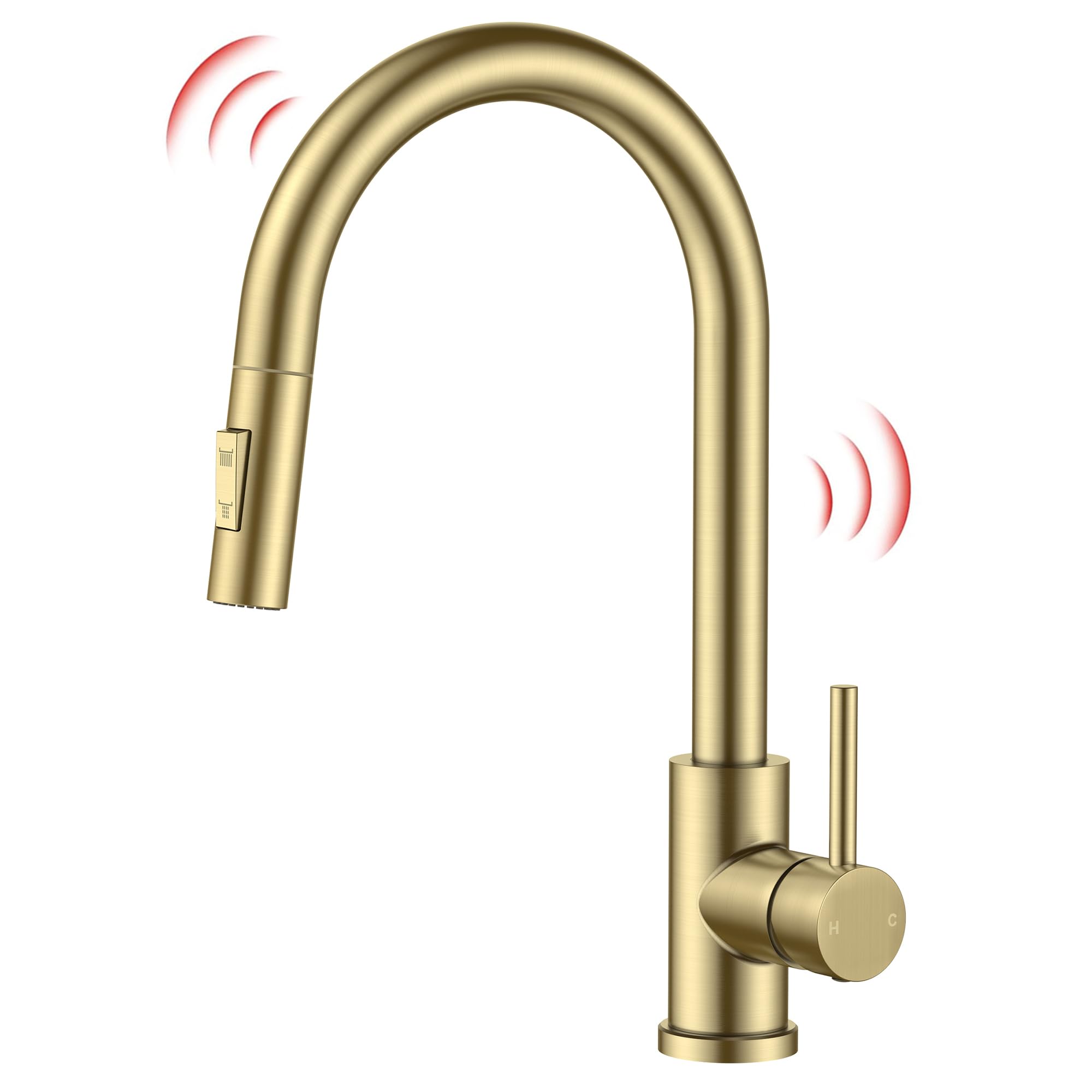 FORIOUS Gold Touch Kitchen Faucet with Pull Down Sprayer, Single Hole