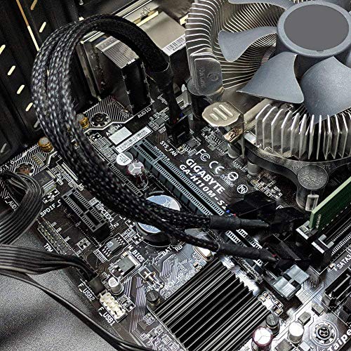 Image of DAHSHA 4 Pin PWM Splitter Cable Female to 3 /4 Pin Adapter Sleeved Splitter PC Fan Power Extension Cable (1 to 3 Way, 26 cm) - Black