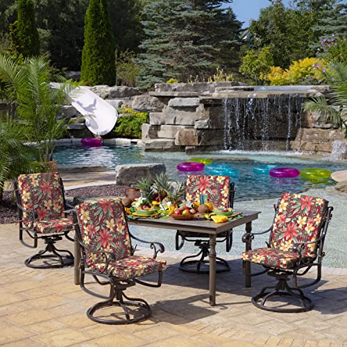 Image of Arden Outdoor Dining Chair Cushion, 20x44, Ruby Clarissa | Rain-Proof Seat Pad, Fade-Resistant, Mold and Mildew Resistant