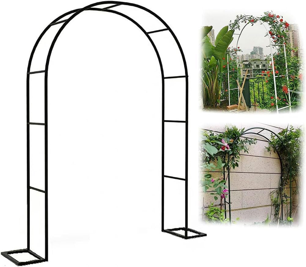 Wetterbeständiges schwarzes Metallgitter-Rankgitter für den Garten, 3,5 m breit, Hochzeitstorbogen, Rahmen für Rosenbögen, Garteneingänge und dekorativer Ständer