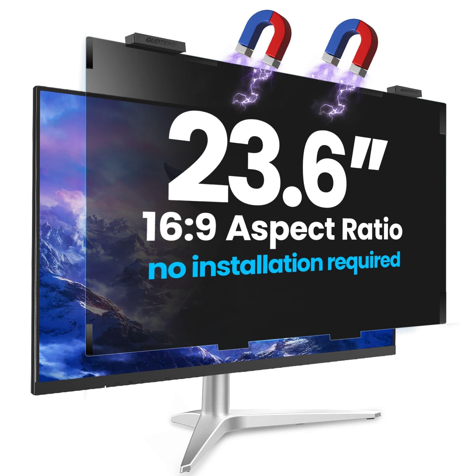 Magnetic 23.6 Inch Privacy Screen for Computer Monitor 16:9 Aspect Ratio, Hanging Removable Anti-Blue/Glare Protector Film, Anti Spy Desktop Security Private Filter 23.6in