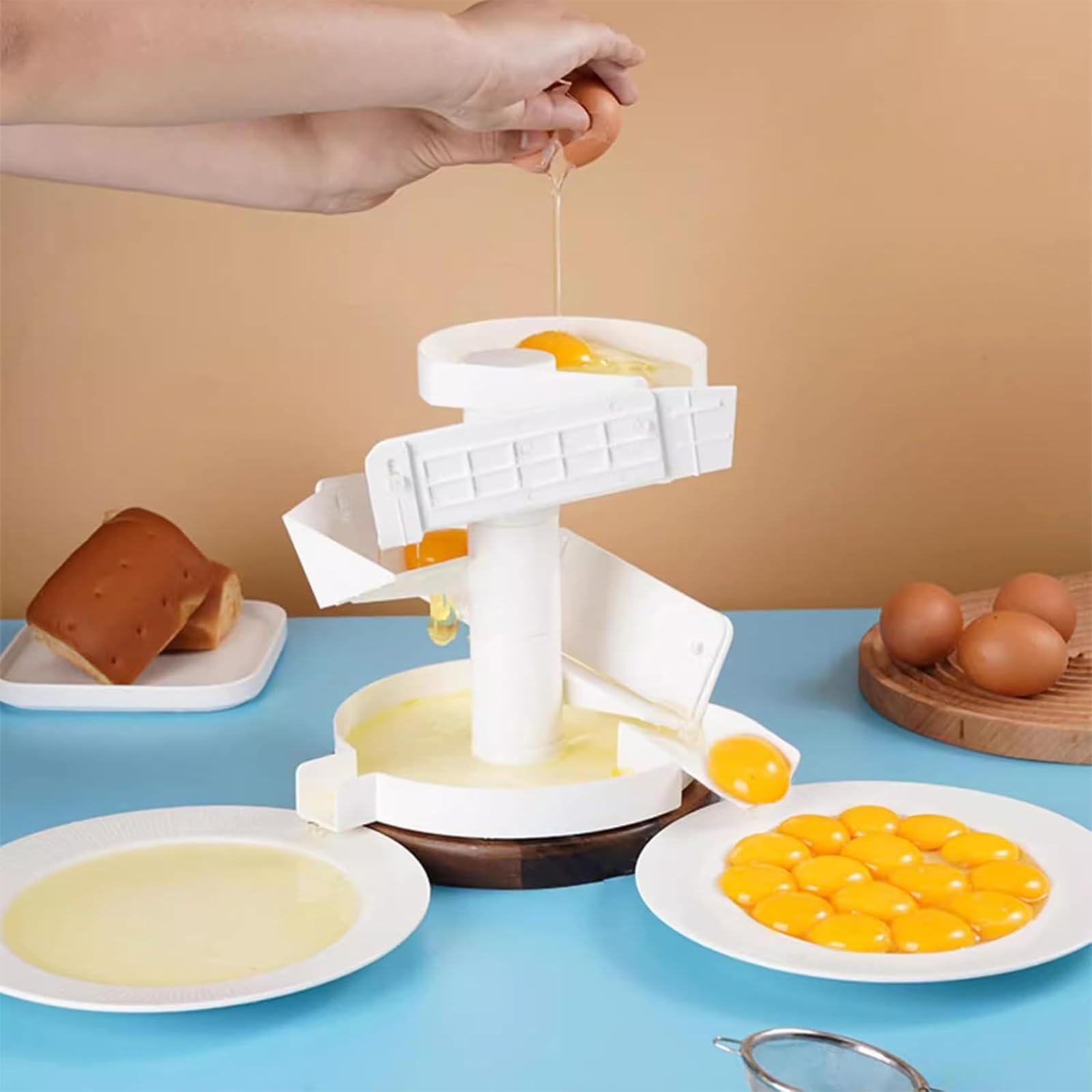 Eiertrenner, Eigelb- Und Eiweißfilter Mit Eierablage Und Prallblechdesign, Frei Einstellbarer Säule Und 500–800 Stück/h Leistung, 3S Quick Thorough, Für Zuhause, Restaurant, Dessertladen